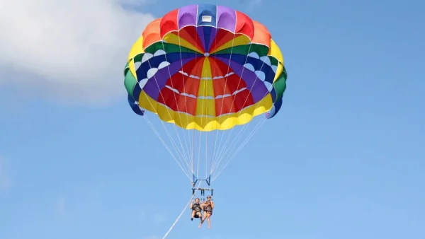 Tandem parasailing above the desert