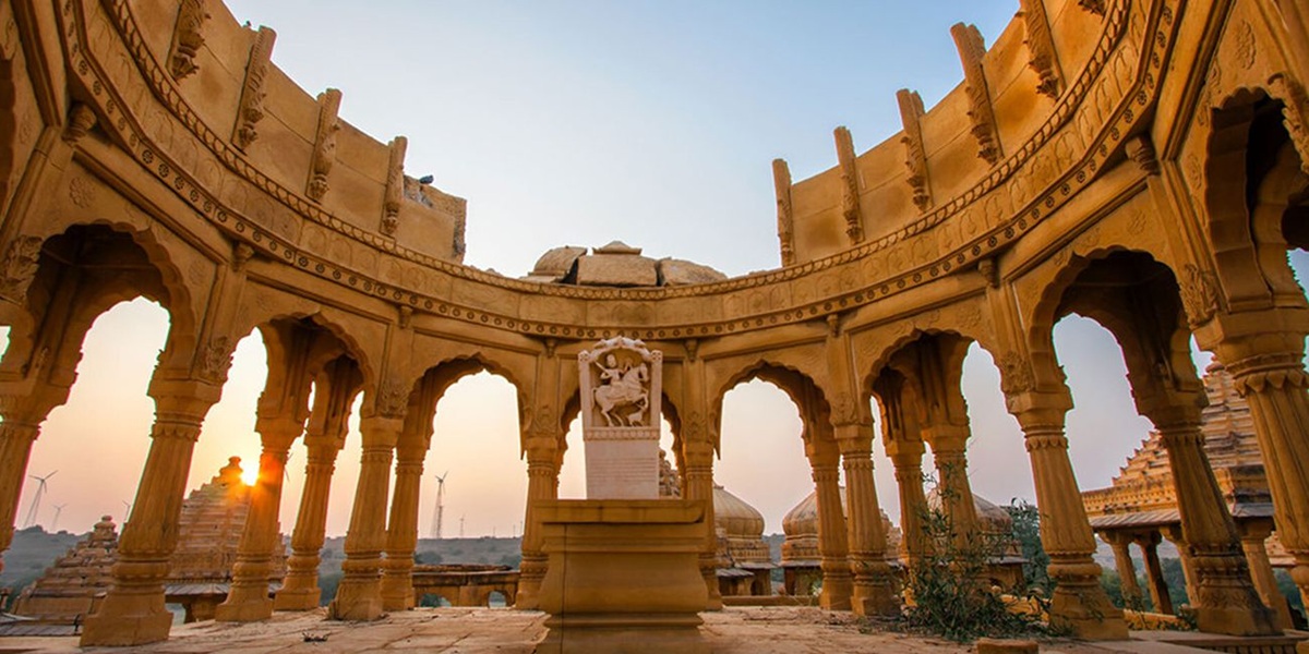 Bada Bagh cenotaphs at sunset